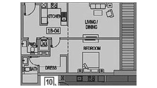 Планировка квартиры 1 спальня в ЖК Jade Tower № 11027