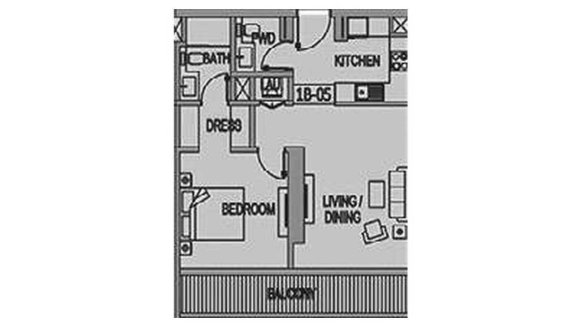 Планировка квартиры 1 спальня в ЖК Jade Tower № 11028 (2D)
